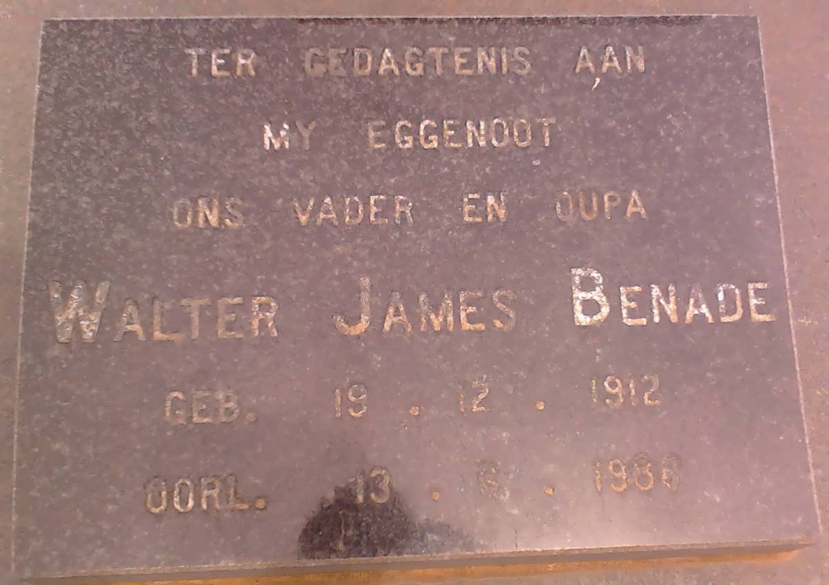 BENADE Walter James 1912-198?