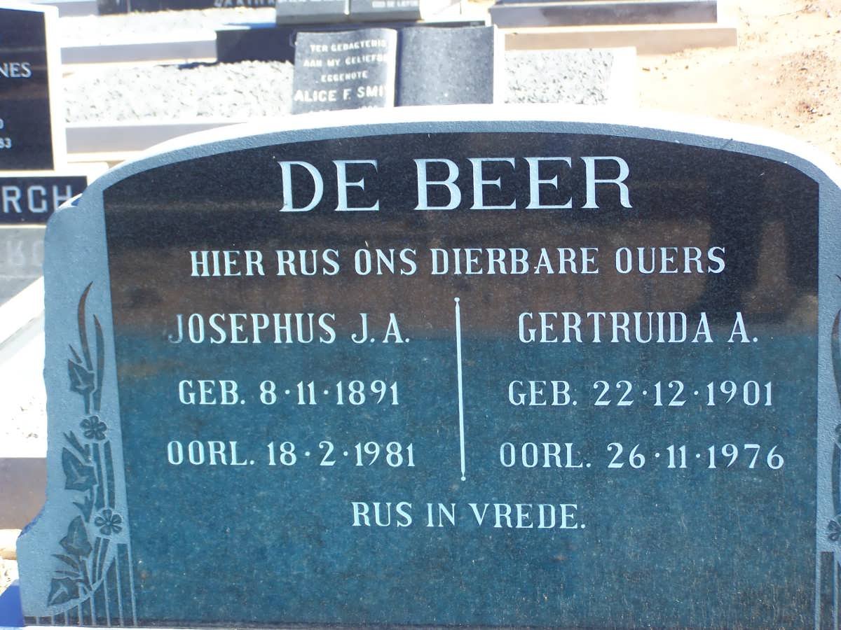 BEER Josephus J.A., de 1891-1981 &amp; Gertruida A. 1901-1976