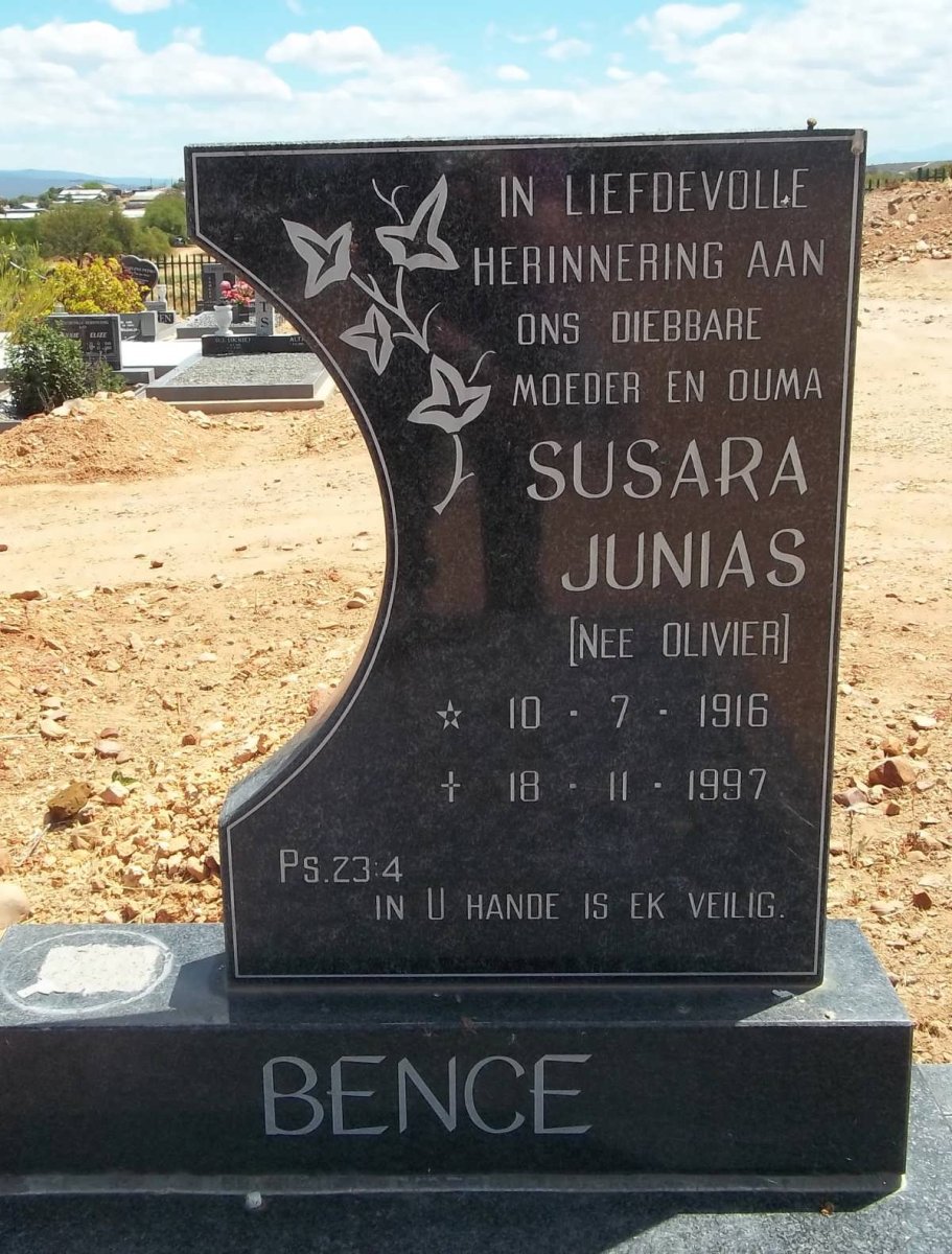 BENCE Susara Jurias nee OLIVIER 1916-1997