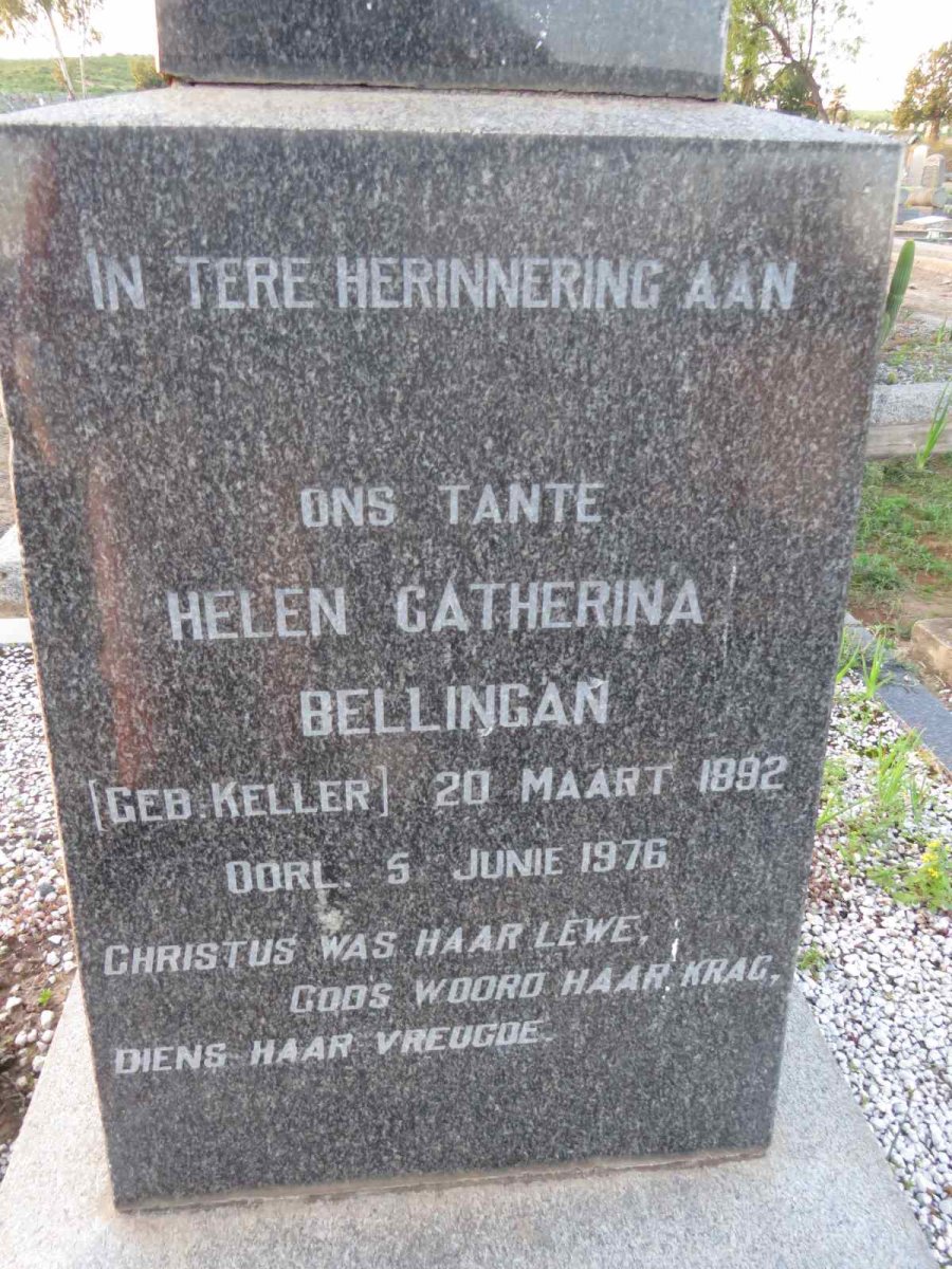 BELLINGAN Helen Catherina nee KELLER 1892-1976