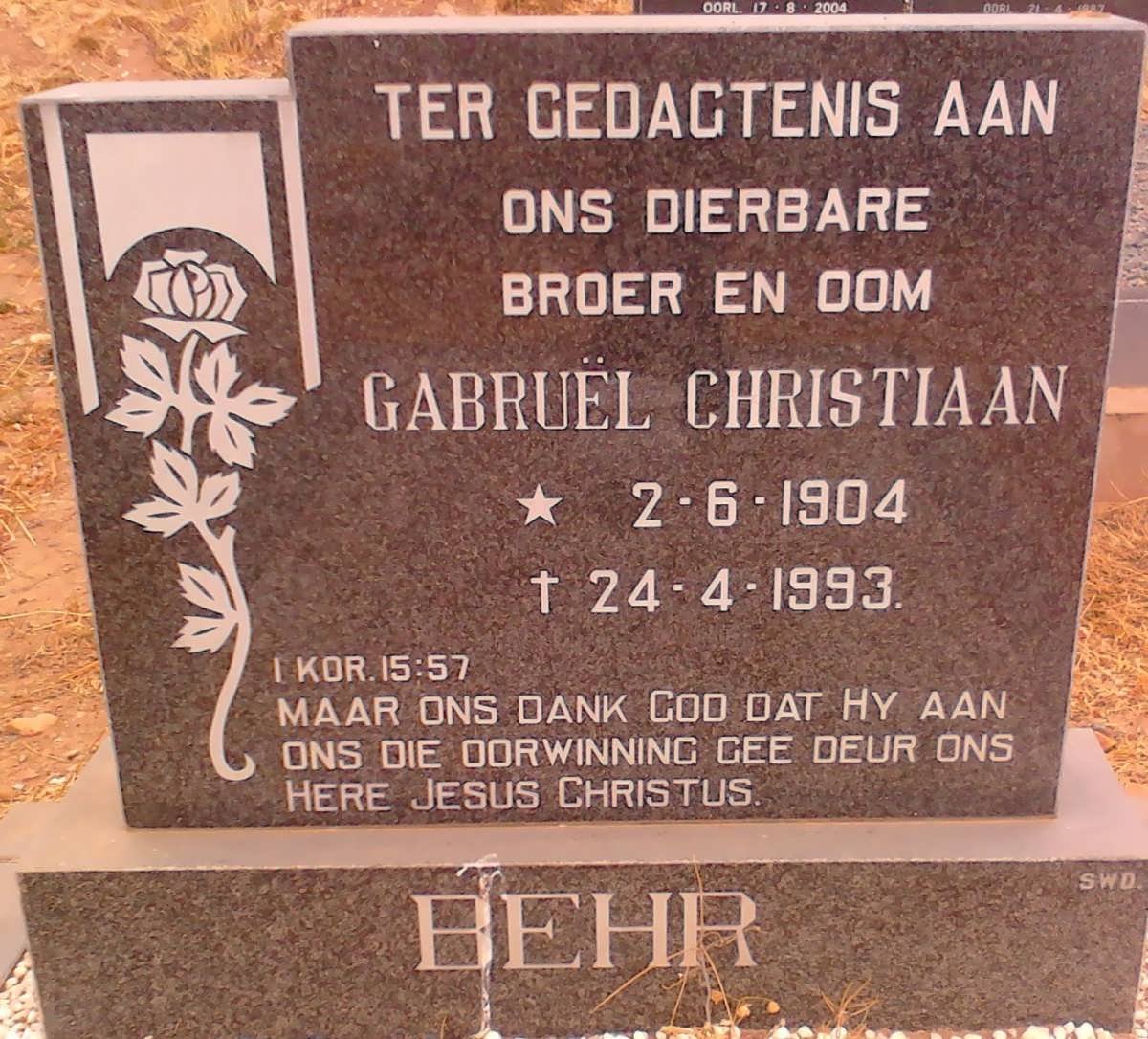 BEHR Gabruel Christiaan 1904-1933