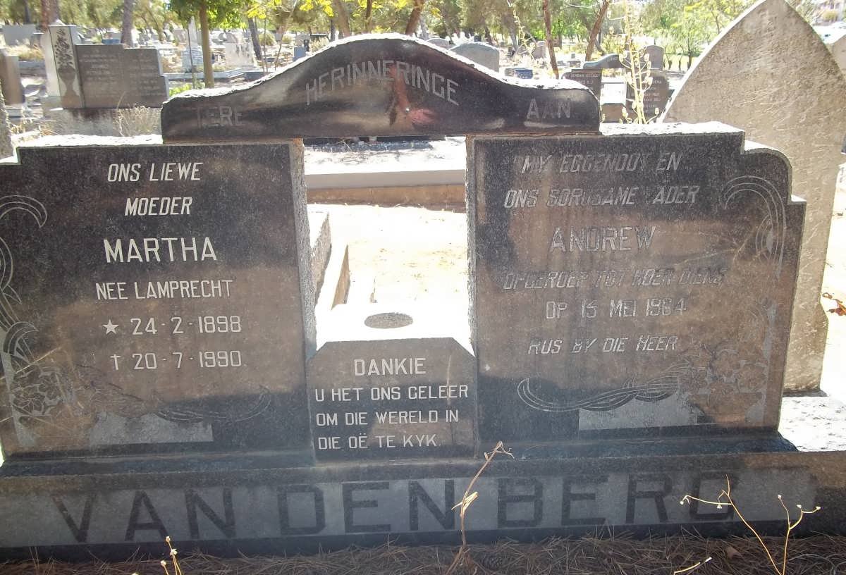 BERG Andrew, van den -1964 &amp; Martha LAMPRECHT 1898-1990