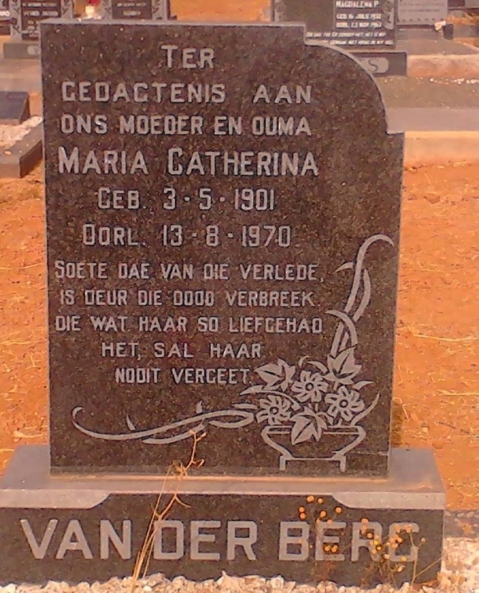 BERG Maria Catherina, van der 1901-1970