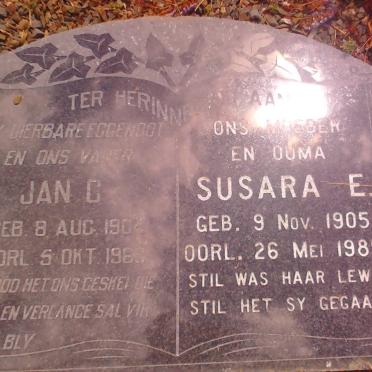 BEZUIDENHOUT Jan C. 190?-196? &amp; Susara E. 1905-1985