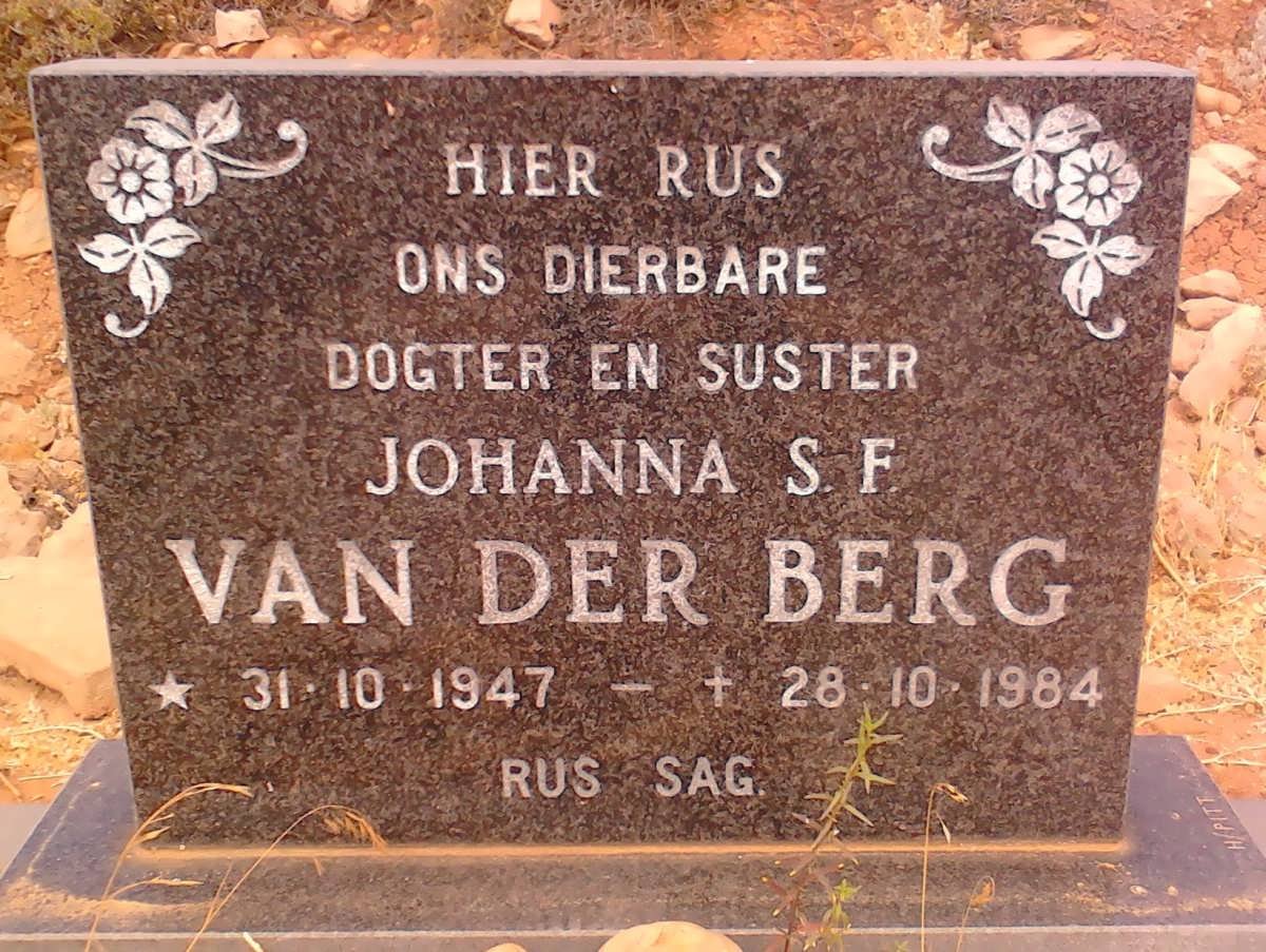 BERG Johanna S.F., van der 1947-1984