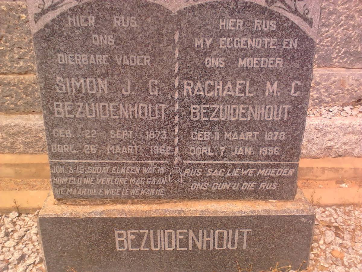 BEZUIDENHOUT Simon J.C. 1873-1962 &amp; Rachel M.C. 1878-1956