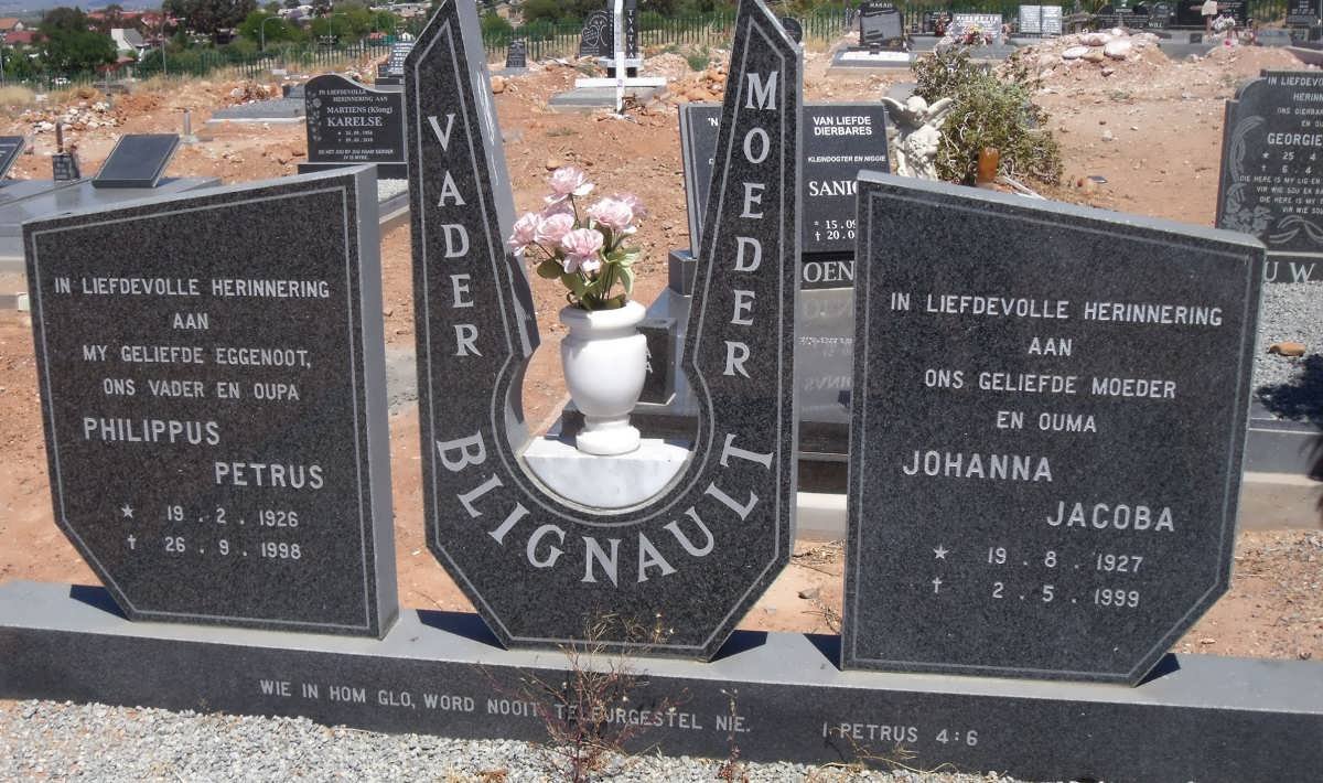 BLIGNAULT Philippus Petrus 1926-1998 &amp; Johanna Jacoba 1927-1999