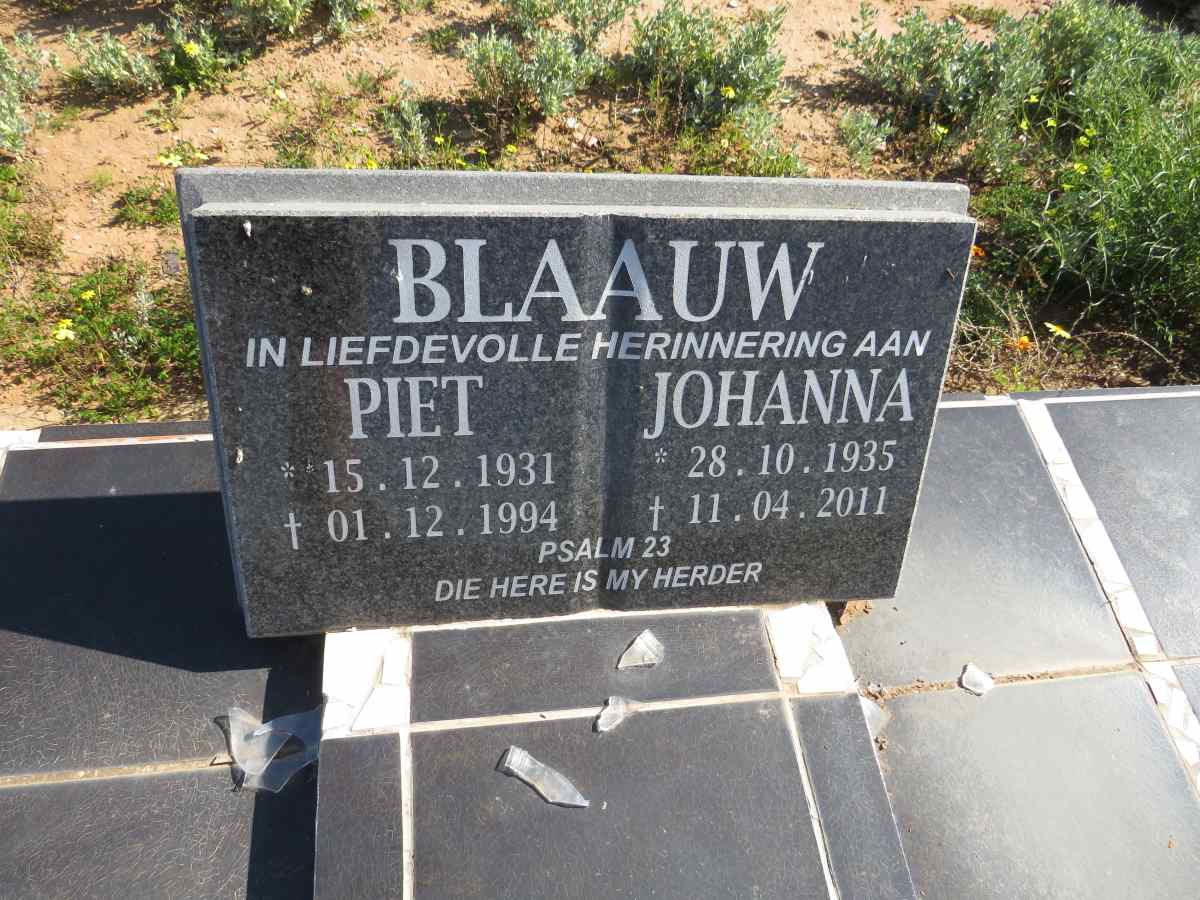 BLAAUW Piet 1931-1994 & Johanna 1935-2011