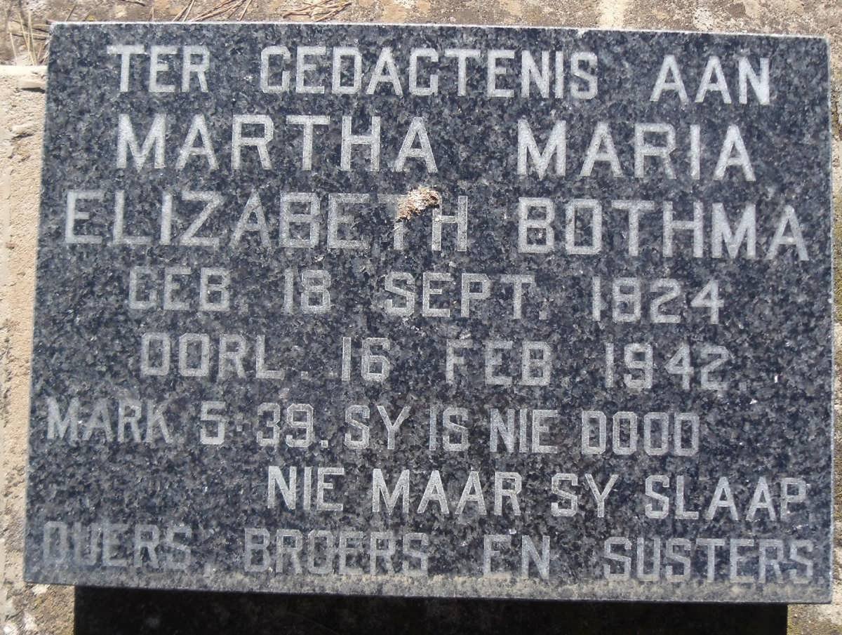 BOTHMA Martha Maria Elizabeth 1924-1942