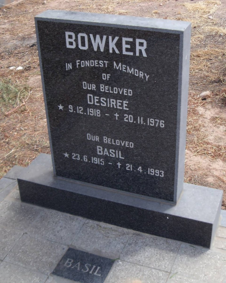 BOWKER Basil 1915-1993 &amp; Desiree 1918-1976