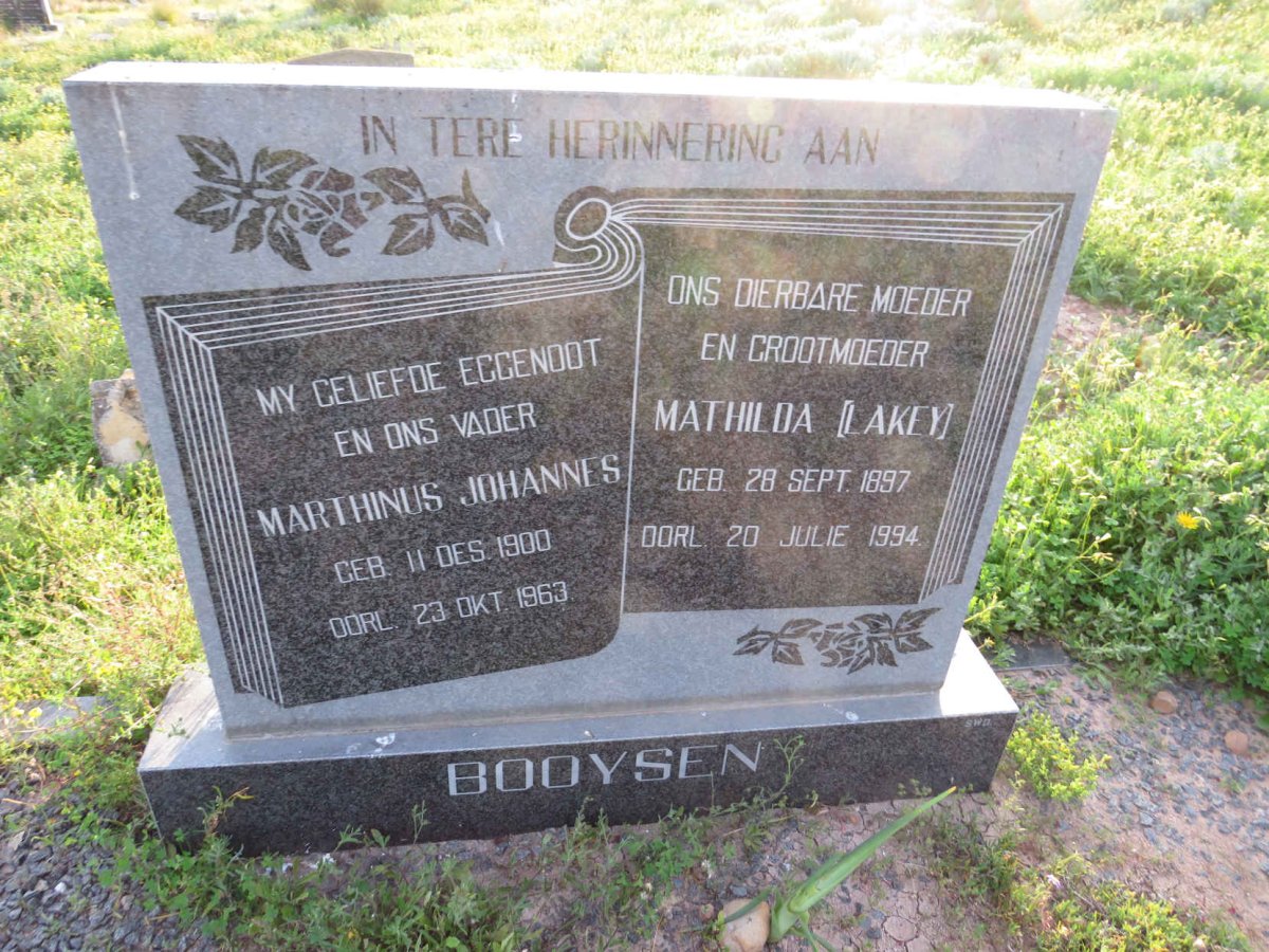 BOOYSEN Marthinus Johannes 1900-1963 & Mathilda LAKEY 1897-1994