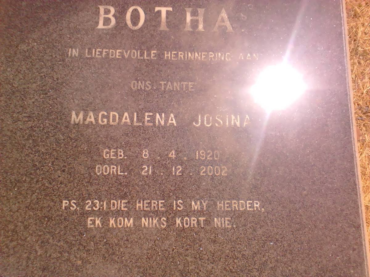BOTHA Magdalena Josina 1920-2002