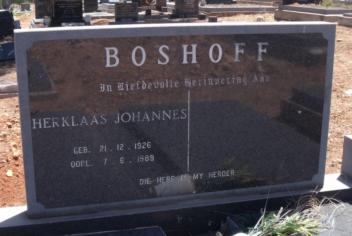 BOSHOFF Herklaas Johannes 1926-1989