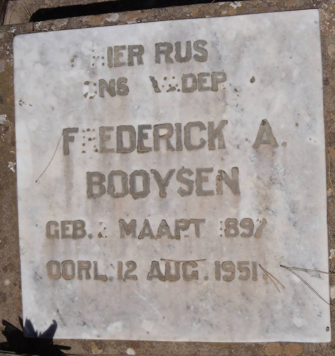BOOYSEN Frederick A. 1897-1951