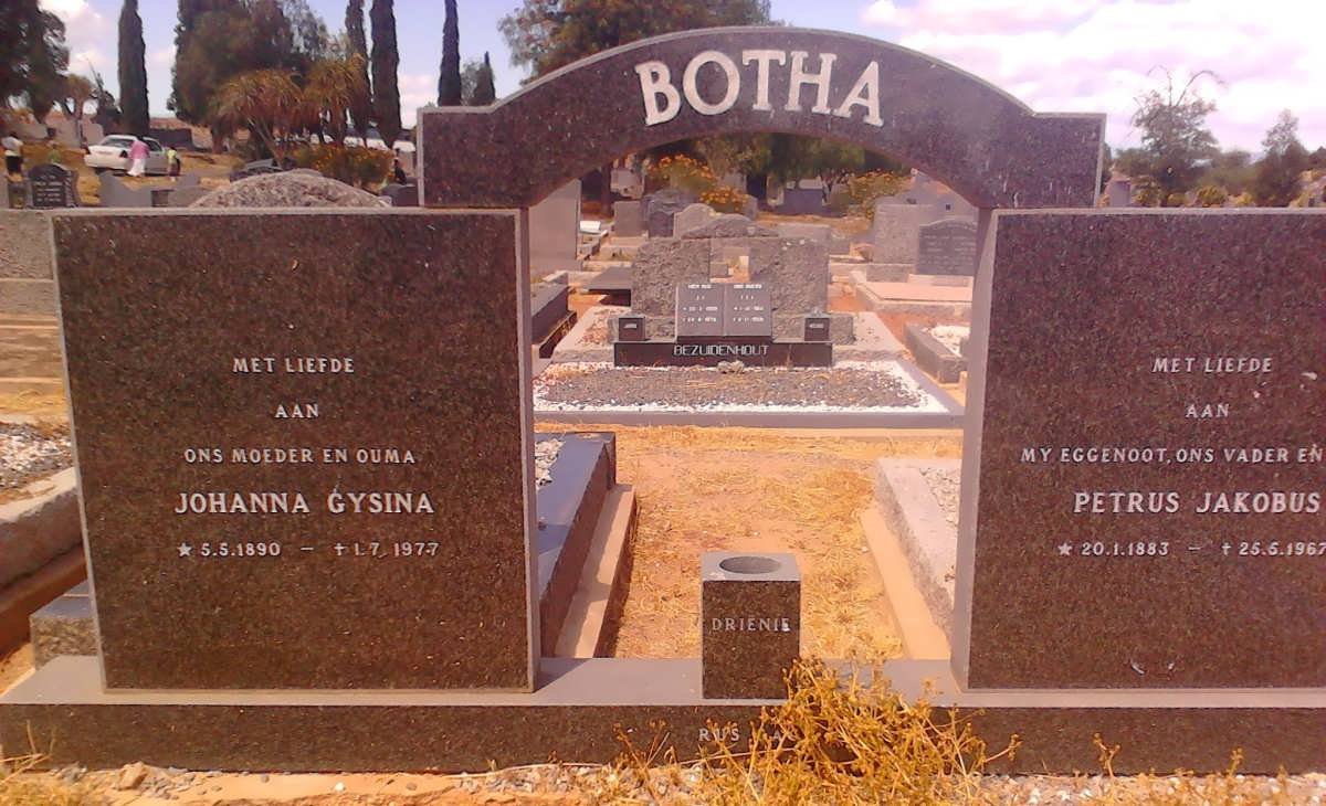 BOTHA Petrus Jakobus 1883-1967 &amp; Johanna Gysina 1890-1977