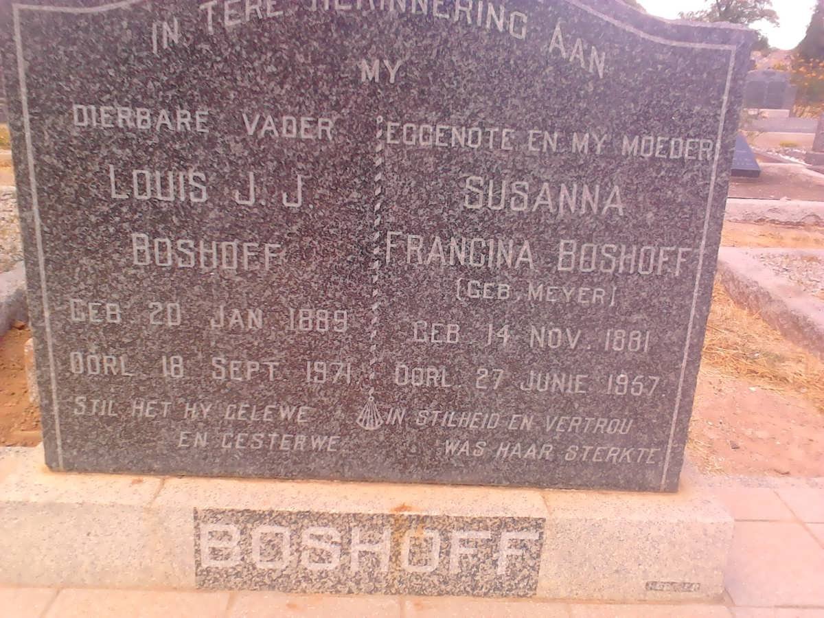 BOSHOFF Louis J.J. 1889-1971 &amp; Susanna Francina MEYER 1891-1957