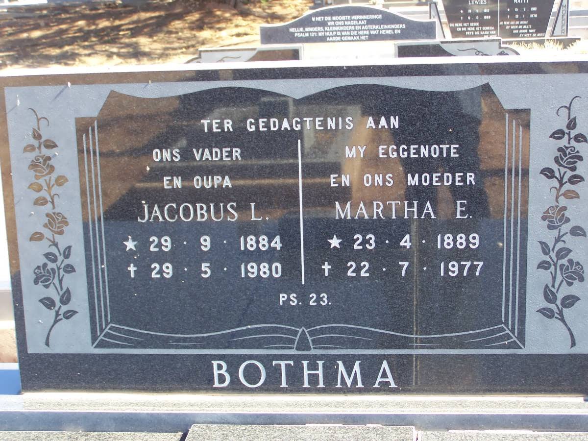 BOTHMA Jacobus L. 1884-1980 &amp; Martha E. 1889-1977