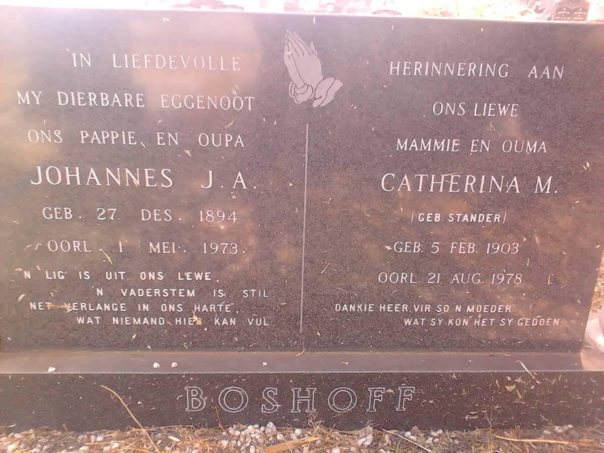 BOSHOFF Johannes J.A. 1894-1973 &amp; Catherina M. STANDER 1903-1978