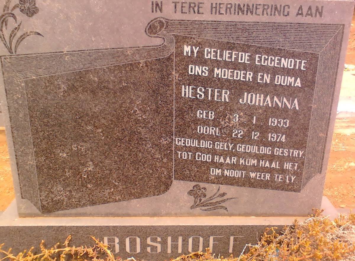 BOSHOFF Hester Johanna 1933-1974