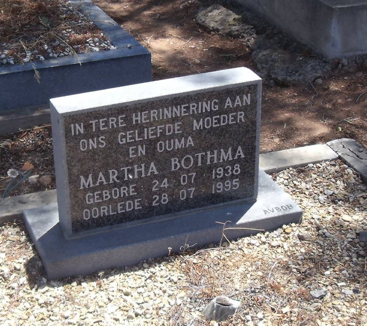 BOTHMA Martha 1938-1995