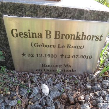 BRONKHORST Gesina B. nee LE ROUX 1933-2016