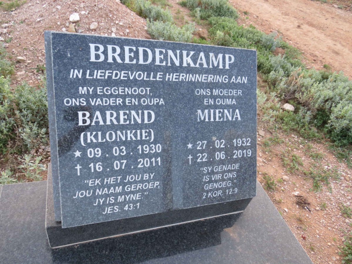 BREDENKAMP Barend 1930-2011 & Miena 1932-2019