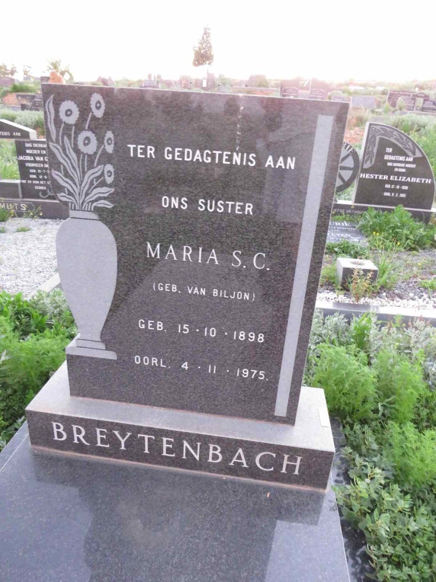BREYTENBACH Maria S.C. nee VAN BILJON 1898-1975