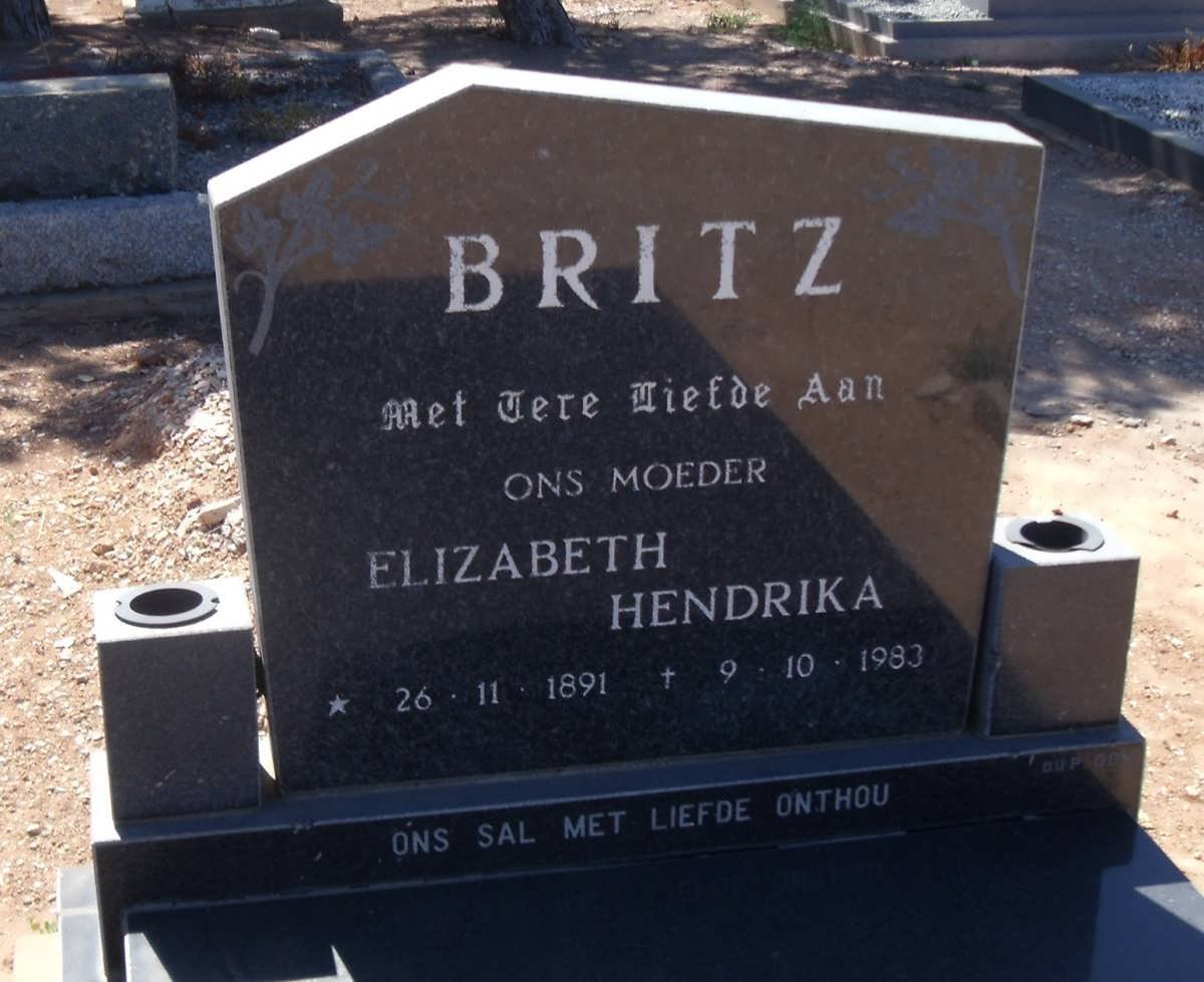 BRITZ Elizabeth Hendrika 1891-1983