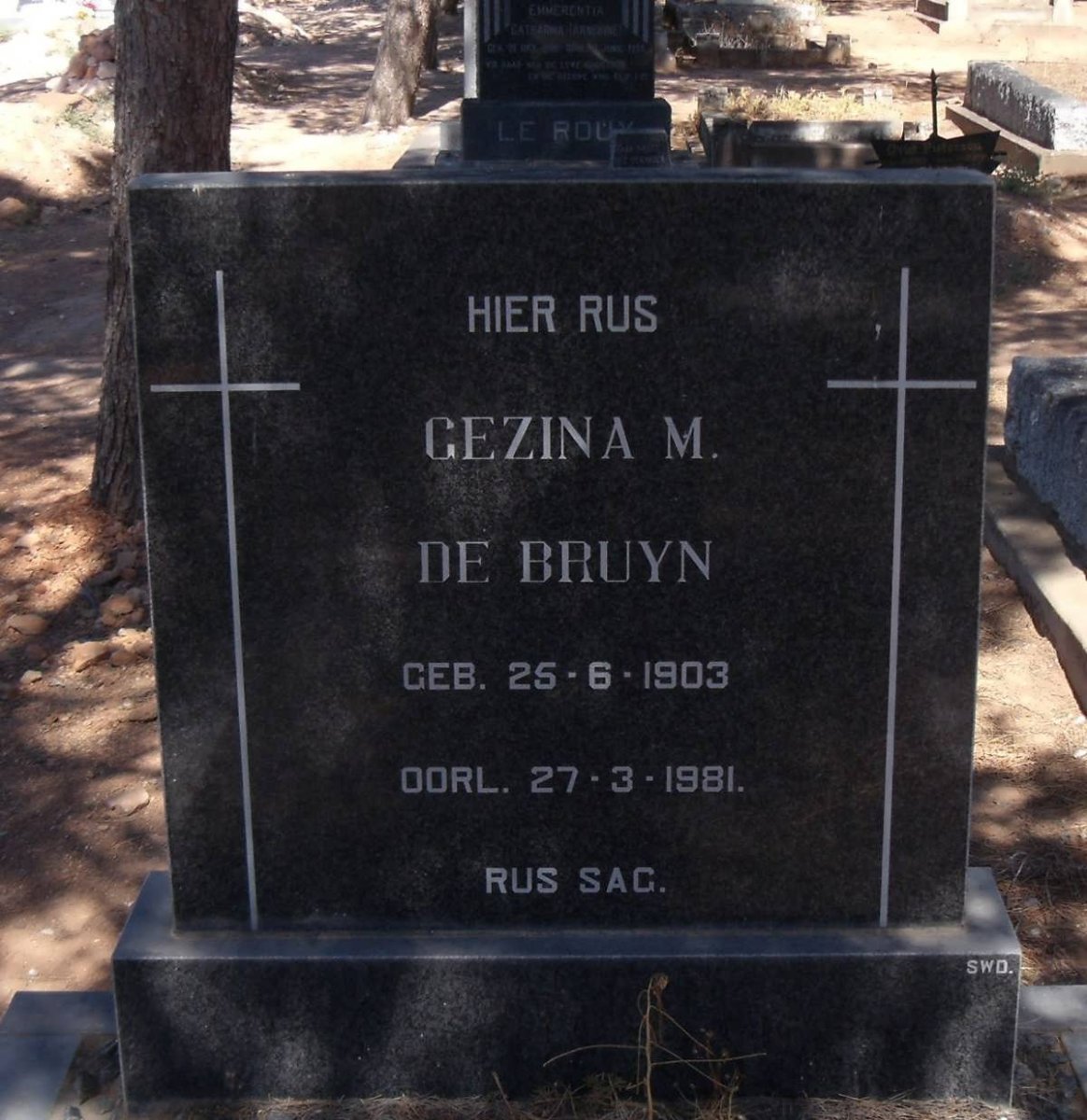 BRUYN Gezina M., de 1903-1981
