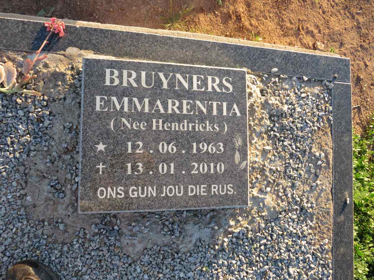 BRUYNERS Emmarentia nee HENDRICKS 1963-2010