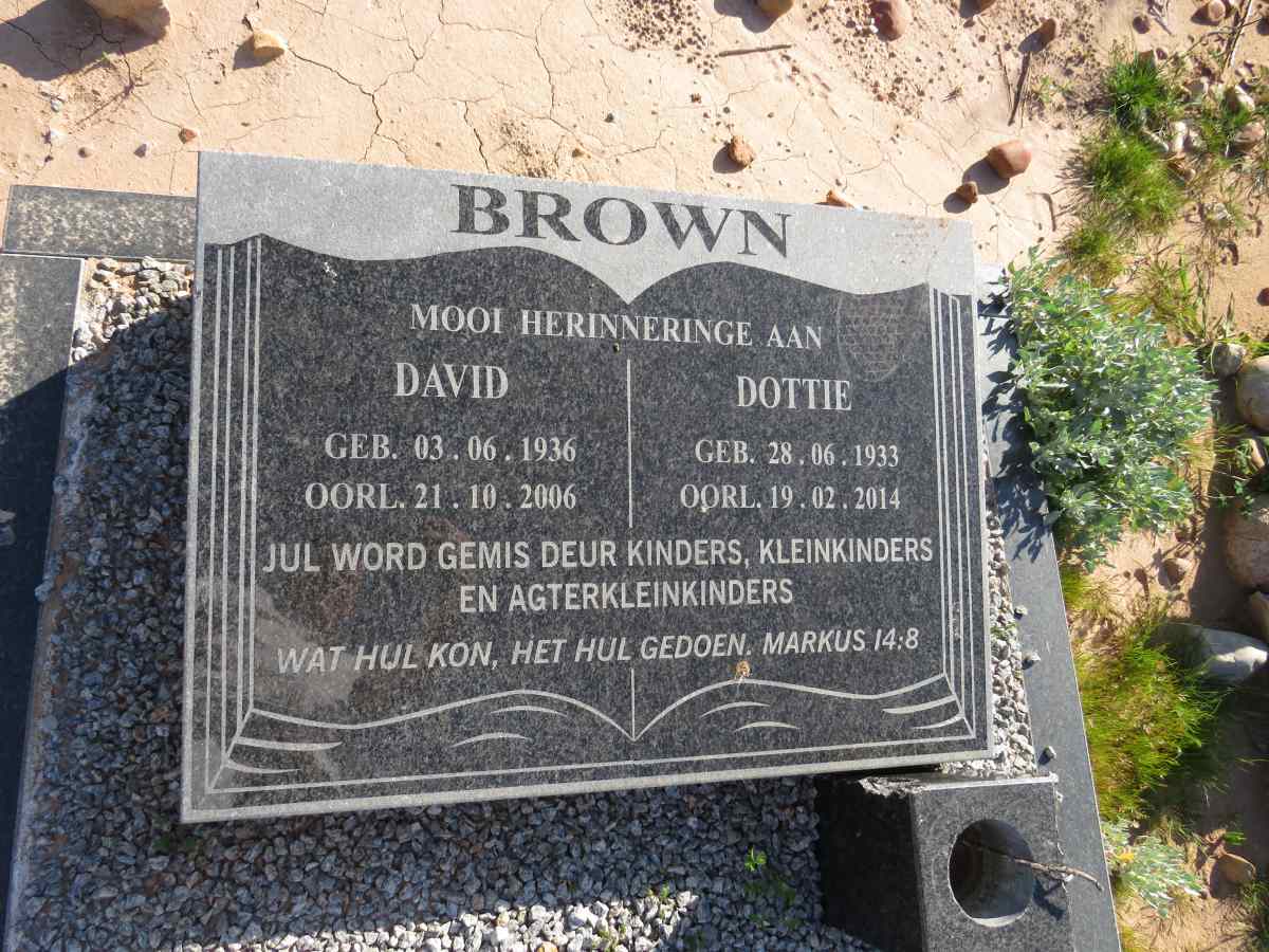 BROWN David 1936-2006 & Dottie 1933-2014