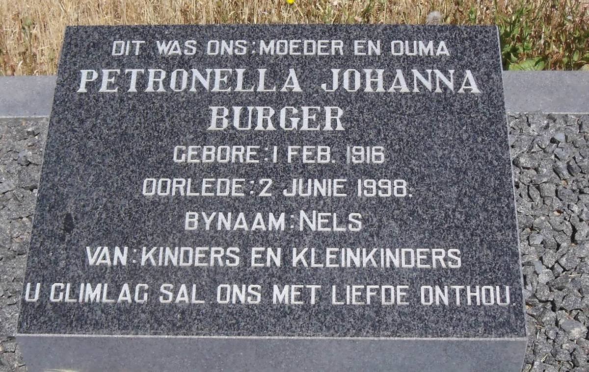 BURGER Petronella Johanna 1916-1998