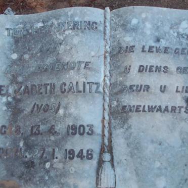 CALITZ Elizabeth nee VOS 1903-1946