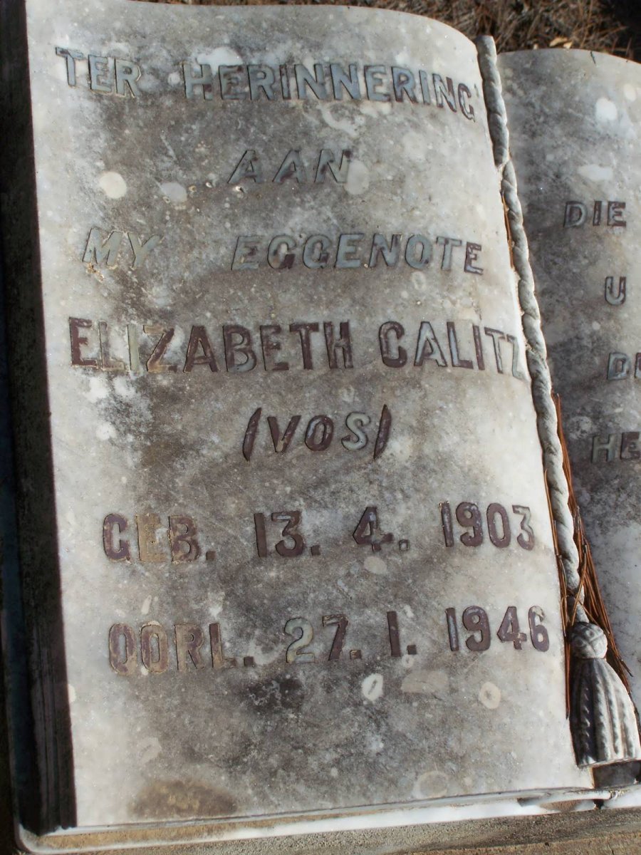 CALITZ Elizabeth nee VOS 1903-1946