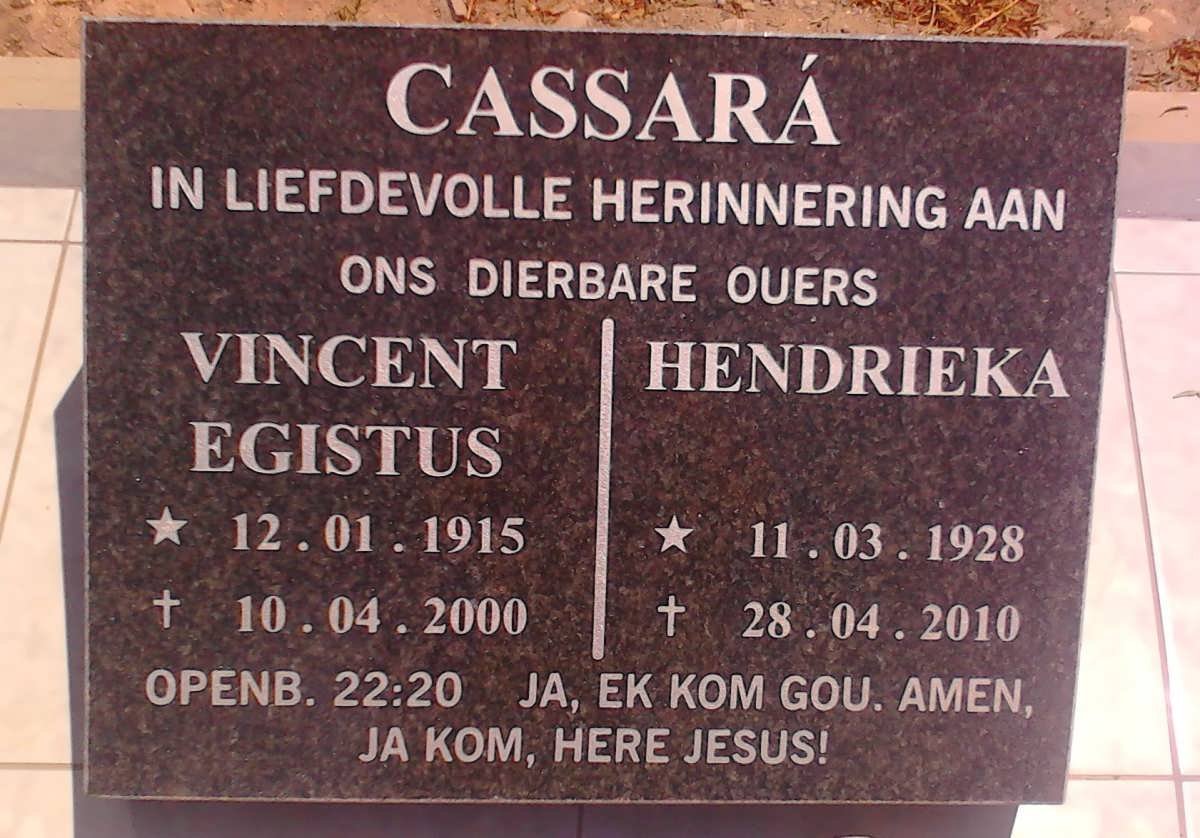 CASARA Vincent Egistus 1915-2000 &amp; Hendrieka 1928-2010