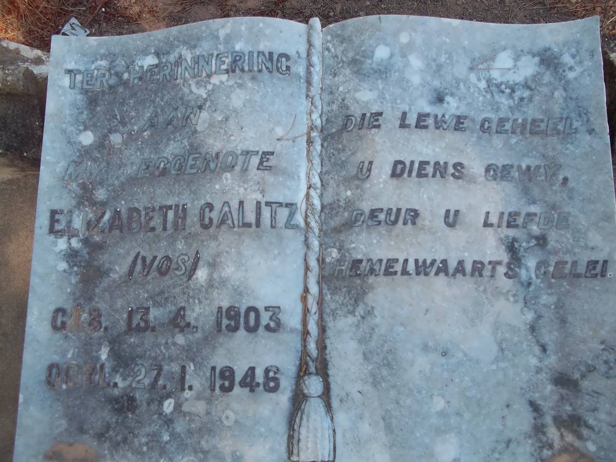 CALITZ Elizabeth nee VOS 1903-1946
