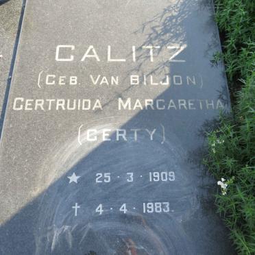 CALITZ Gertruida Margaretha VAN BILJON 1909-1983