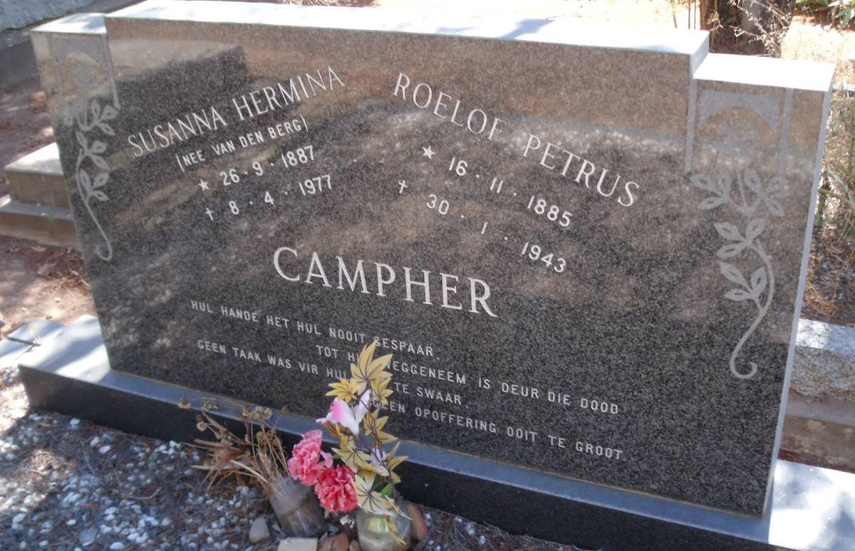 CAMPHER Roelof Petrus 1885-1943 &amp; Susanna Hermina VAN DEN BERG 1887-1977