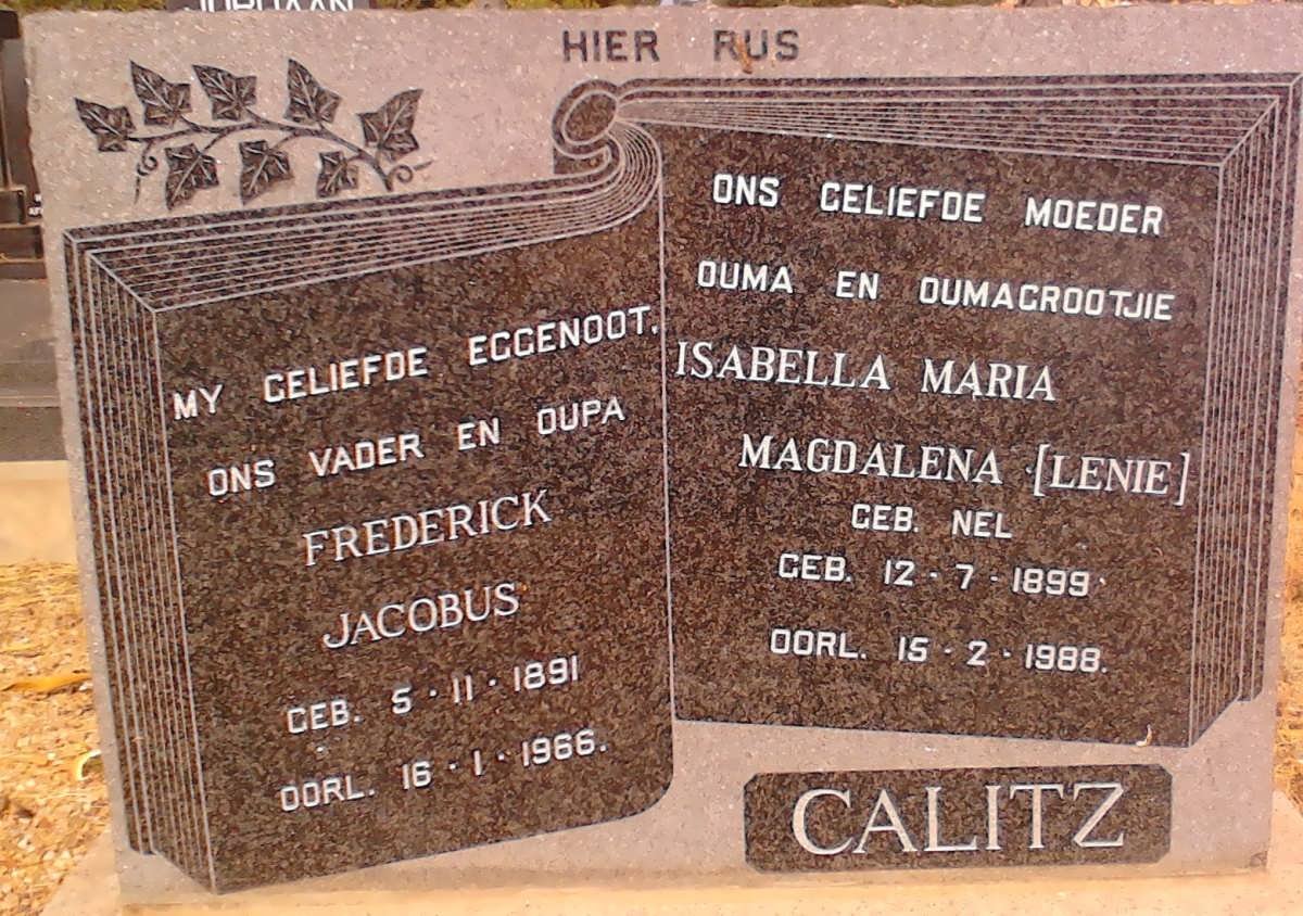 CALITZ Frederick Jacobus 1891-1966 &amp; Magdalena NEL 1899-1988