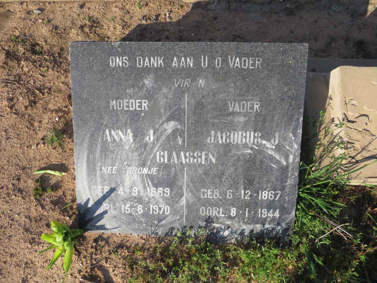CLAASSEN Jacobus Johannes 1867-1944 & Anna Jacoba CRONJE 1889-1970