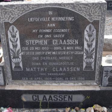 CLAASSEN Salomon Petrus Jacobus Stephanus 1903-1962 &amp; Martha Maria SWIEGELAAR 1905-1996