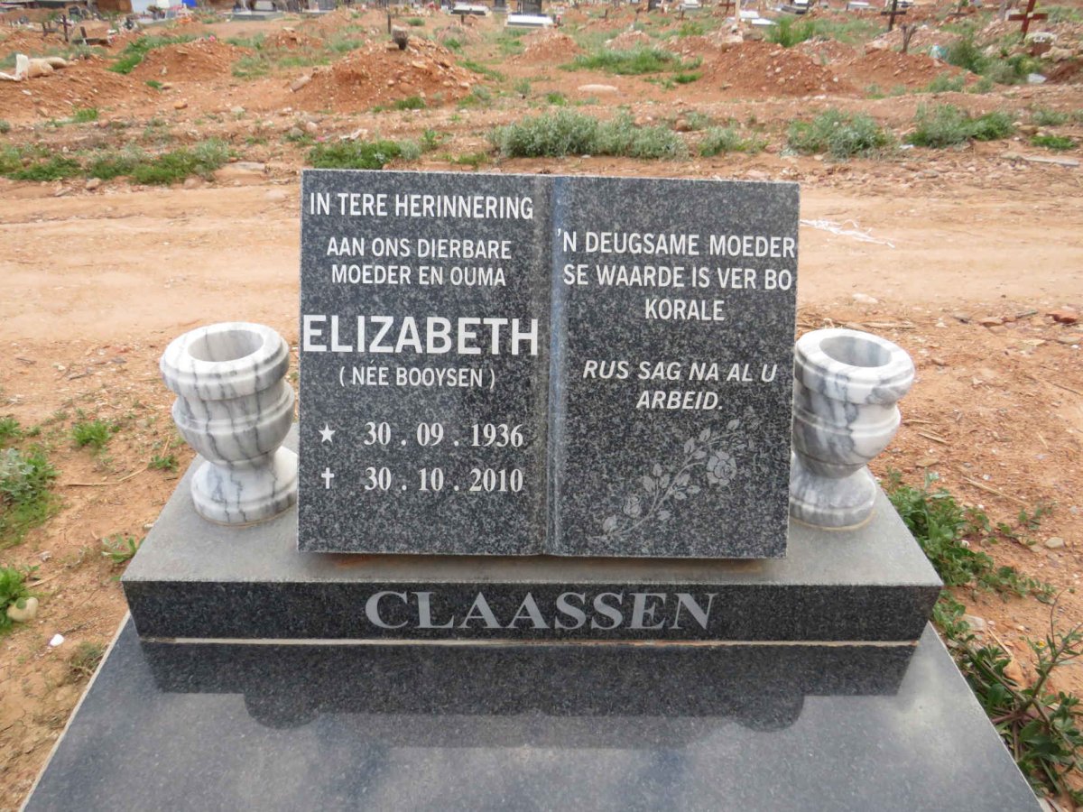 CLAASSEN Elizabeth nee BOOYSEN 1936-2010