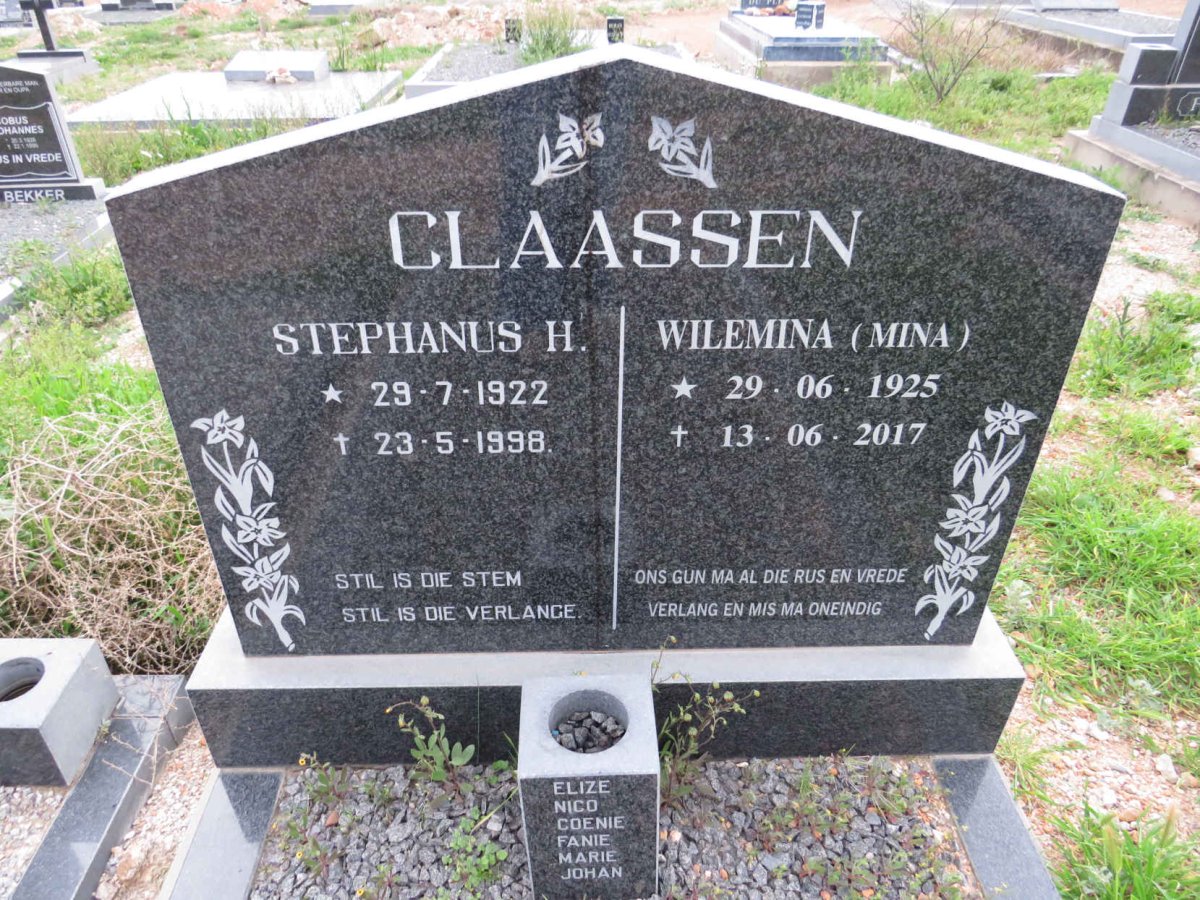 CLAASSEN Stephanus H. 1922-1998 & Wilemina 1925-2017
