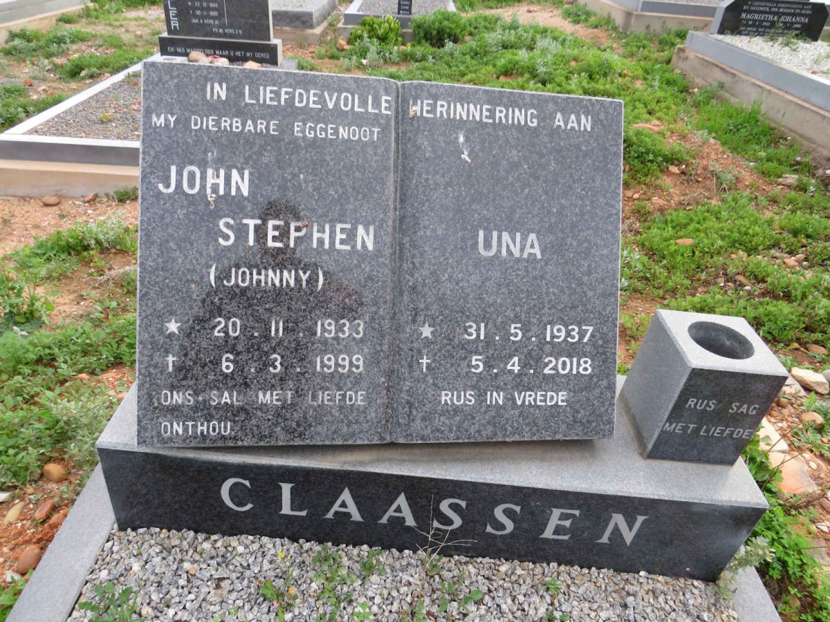 CLAASSEN John Stephen 1933-1999 & Una 1937-2018
