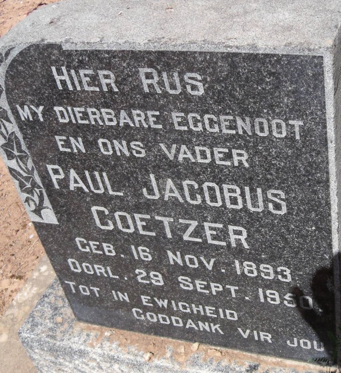 COETZER Paul Jacobus 1893-1950