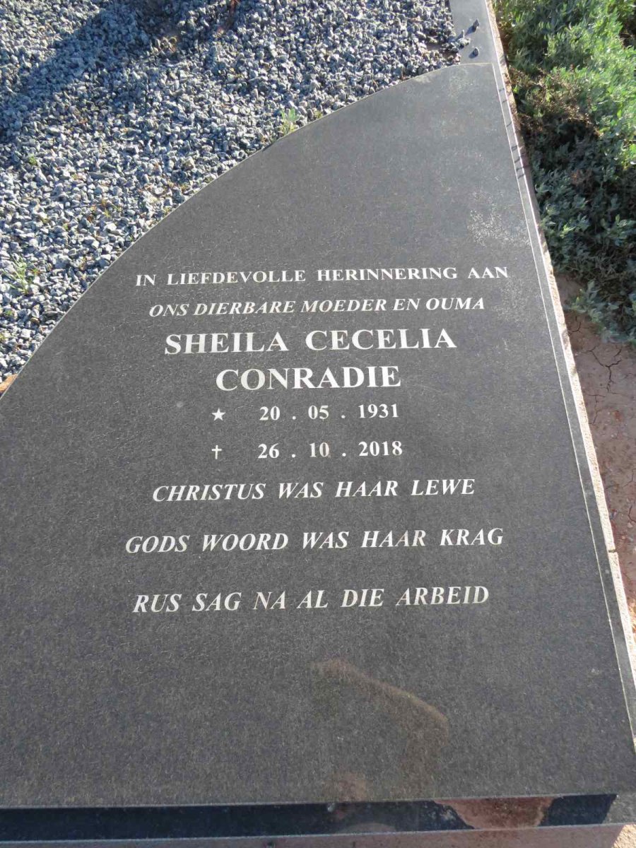 CONRADIE Sheila Cecelia 1931-2018