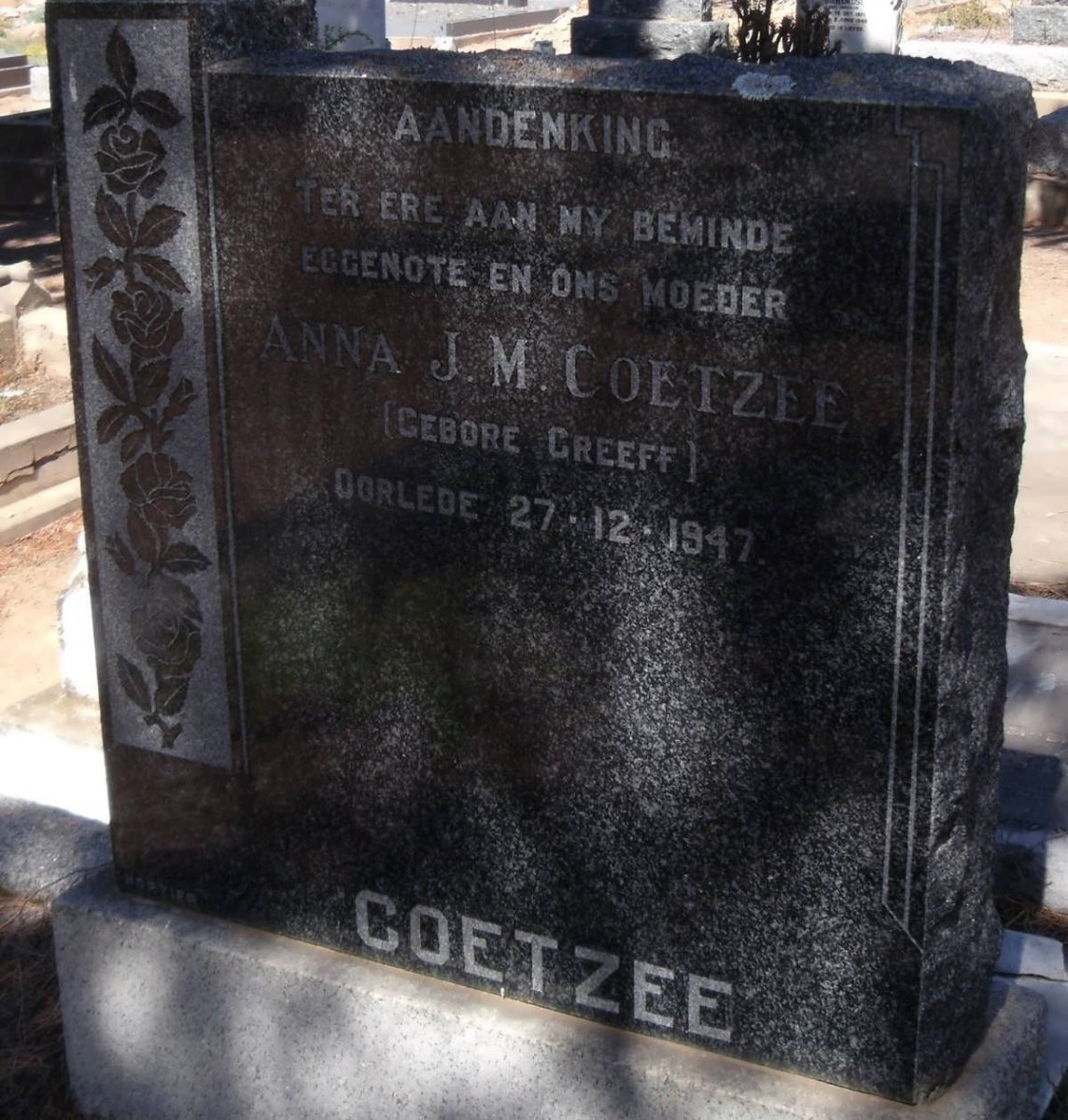 COETZEE Anna J.M. nee GREEFF -1947