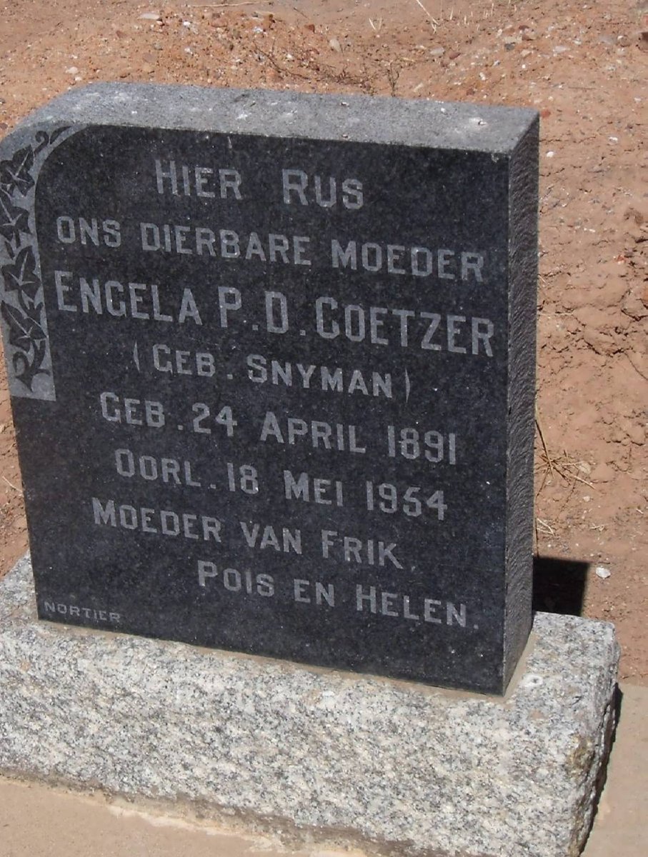COETZER Engela P.D. nee SNYMAN 1891-1954