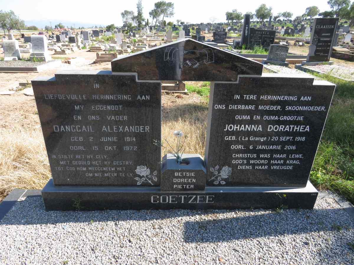 COETZEE Dangcail Alexander 1914-1972 & Johanna Dorathea LA GRANGE 1918-2016