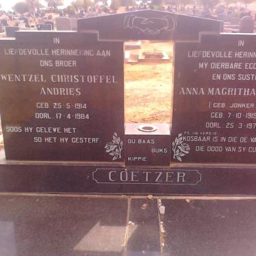 COETZER Wentzel Christoffel Andries 1914-1984 &amp; Anna Magritha Sophia JONKER 1919-1976